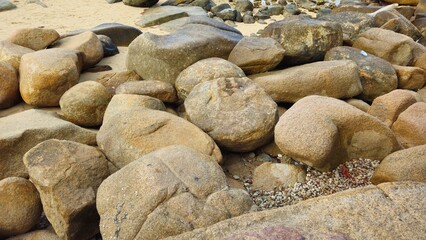 Close up of  Hon Chong cape rock garden by the sea at Nha Trang city, Vietnam.