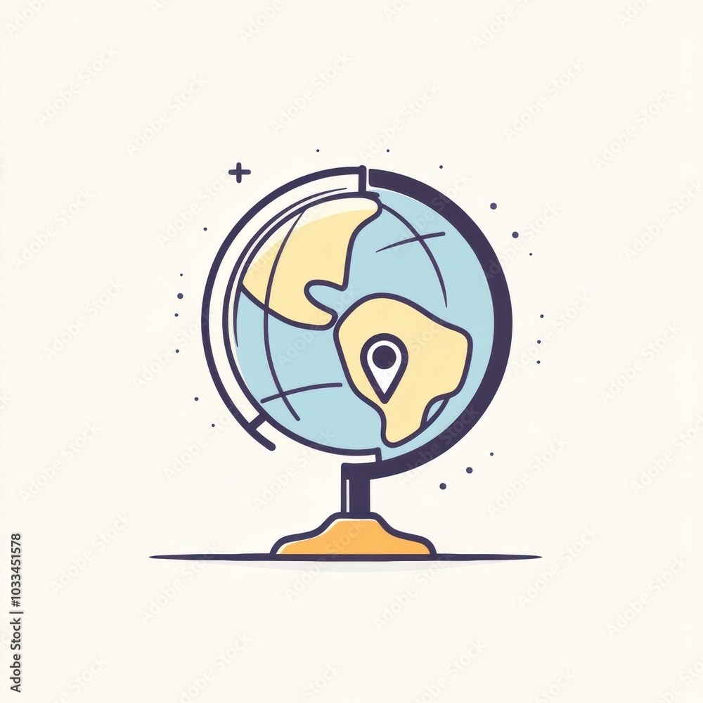 Aufkleber this globe prominently features a destination marked by a location pin, symbolizing adventure and ex