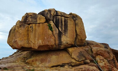 Close up of  Hon Chong cape rock garden by the sea at Nha Trang city, Vietnam.