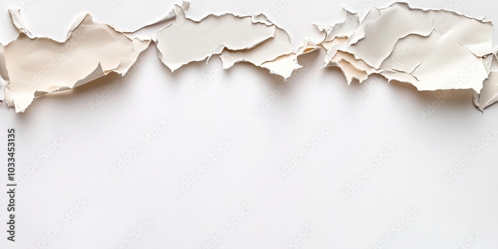Leinwandbilder a collection of torn paper on a white background with copy space for text.