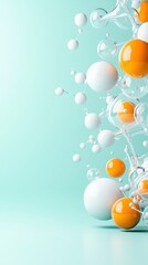 A vibrant composition of colorful spheres and bubbles against a soft mint background, creating an abstract, playful design.