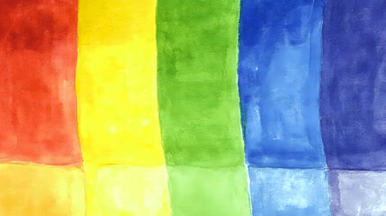Colorful watercolor rainbow backdrop, vibrant hues blending seamlessly, perfect for celebrating pride and diversity, artistic expression through color.