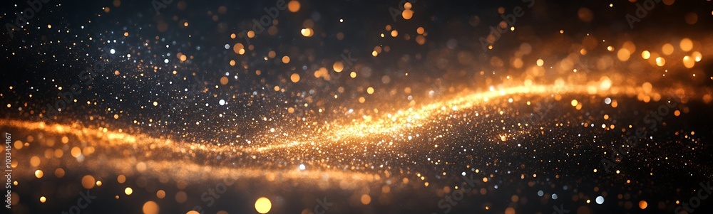 Aufkleber a shimmering, golden wave of light and particles creates a mesmerizing cosmic effect against a dark 
