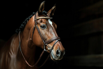 Fototapeta premium Generative AI photo image of person who ride horse, equestrian professional sport profession