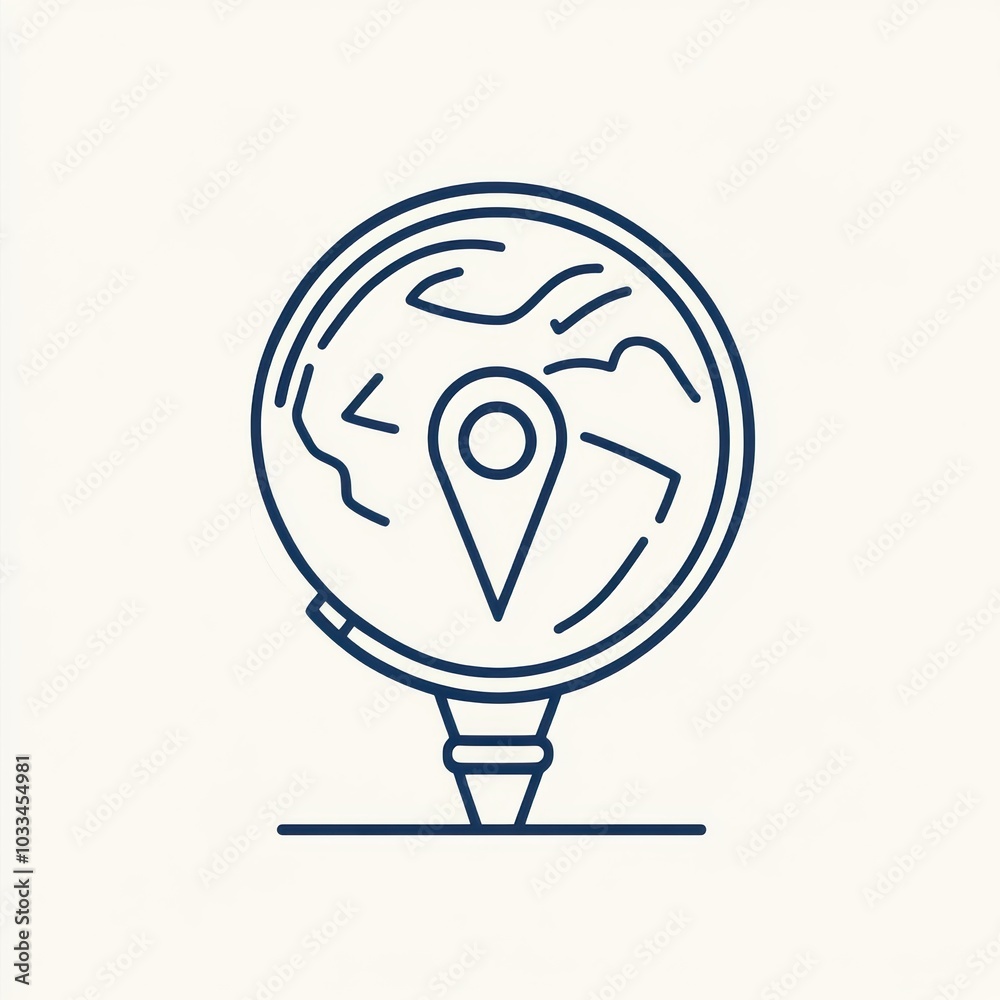 Fototapete a sleek globe design highlights a specific destination with a location pin, symbolizing the journey 