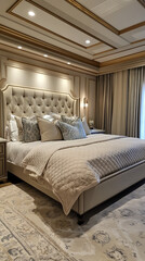 Luxurious Master Bedroom with Elegant Decor and Ambient Lighting  
