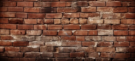 Fototapeta premium Background old red brick wall texture, vintage stone surface as backdrop.