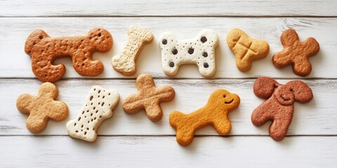 dog treats on a white wooden surface