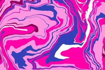 Swirly abstract liquid background. Full frame, textures abstract blue and pink glowing wave background. Fluid liquid backdrop copy space. Swirling distorted artistic display of fluid motion effect