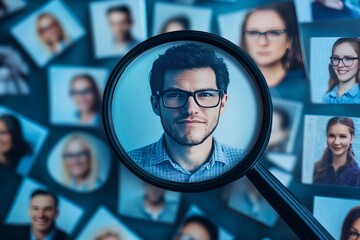 Fototapeta premium Selective new career recruitment sites. recruiting with online technology. unemployment finding job search for resume register job interview, find your career 