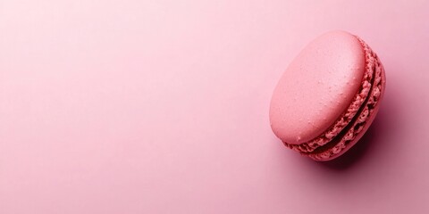 Fototapeta premium macaroon on a pink background copyspace, top view