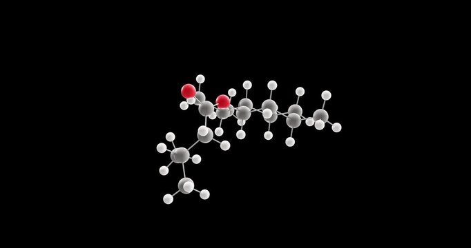 Menthyl isovalerate molecule, rotating 3D model of validolum, looped video on a black background