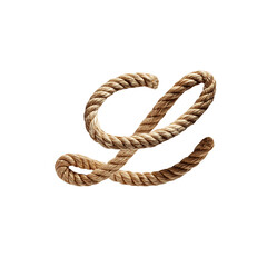 Obraz premium Rope alphabet letter L crafted from intertwined rope, Nautical or cowboy concept idea.