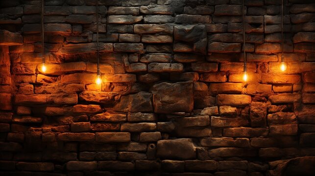 background brick backwall with chandelier. 3d illustration