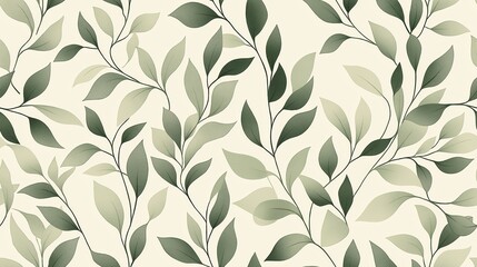 Seamless leaf pattern. Elegant grey green leaf background. Luxurious botanical texture
