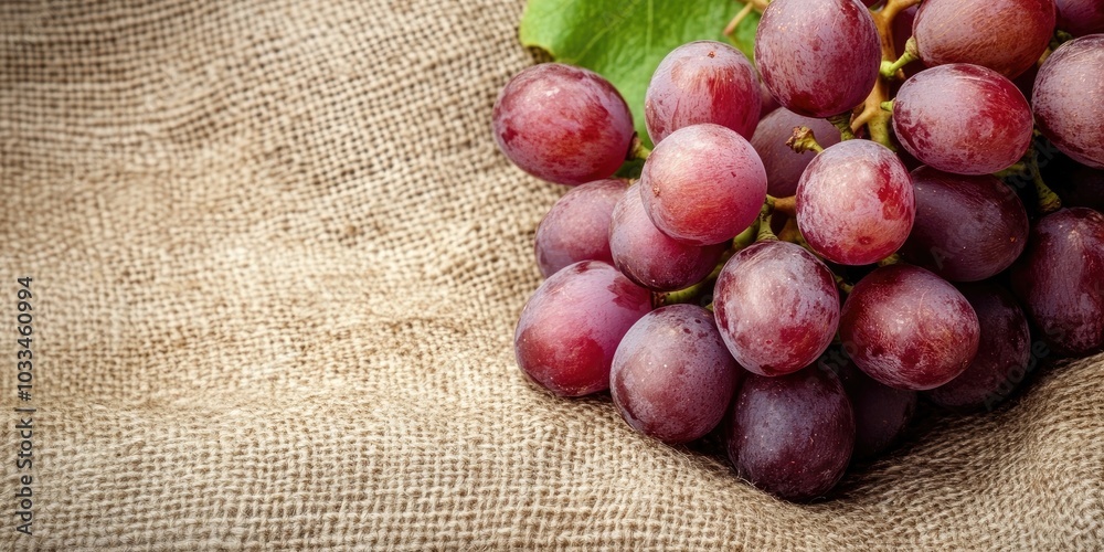 Poster cluster of grapes on a jute sack