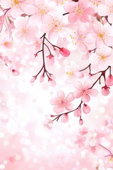 Beautiful cherry blossom branches with soft pink flowers and dreamy bokeh background, ideal for spring and nature themes.