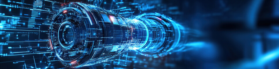 Obraz premium A design or conceptual model with a technological feel, representing some kind of future electronic device or sci-fi element. Suitable for use as the background in technical reports or presentations.
