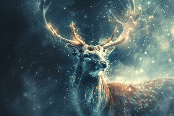 Fototapeta premium A deer that is standing in the snow
