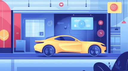 Naklejka premium Futuristic Smart Car Interior Design Concept