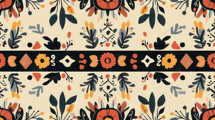 Vintage Floral Pattern with Colorful Flowers