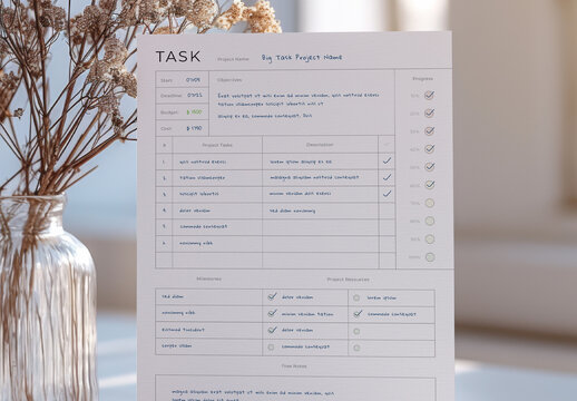 Task Manager Layout With Vertical Progress Bar