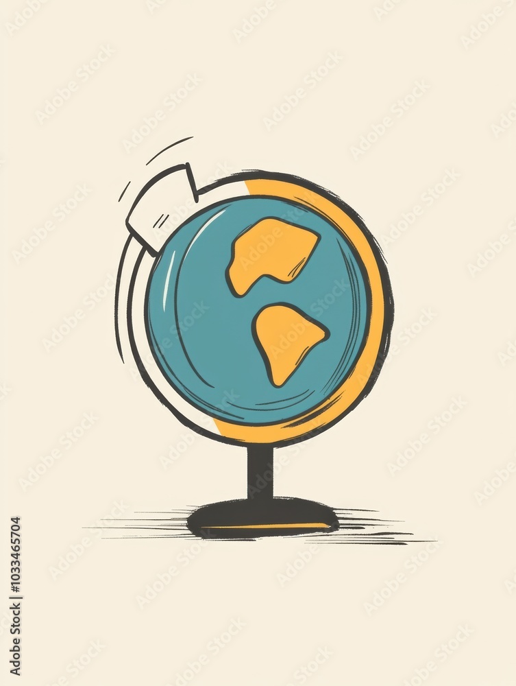 Aufkleber A simple globe showcases a highlighted destination with a location pin, symbolizing travel and exploration in today's society. Generative AI