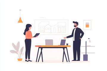 Architect presenting house plans to a client