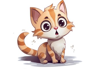 Fototapeta premium Cat character question mark cartoon animal cute.