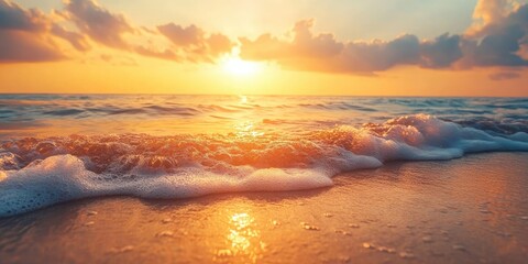 Fototapeta premium Seascape at golden hour. High-quality photo.