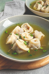 Cappelletti with meat in chicken broth, ravioli with meat, homemade, no people,