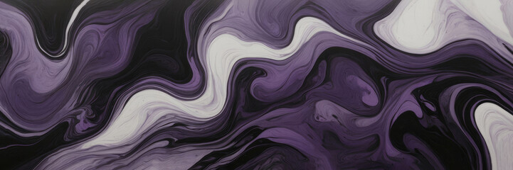 Abstract Black and Purple Swirls Fluid Art Vivid Background