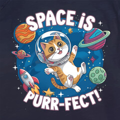 Space is Furrfect! Concept  Cat T-Shirt Vector