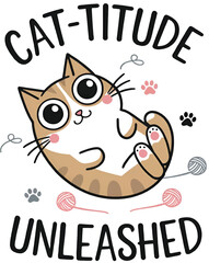 Cattitude Unleashed Concept  Cat T-Shirt Vector