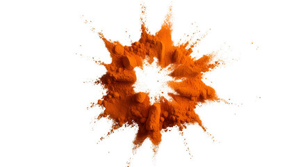 Orange, mustard color powder explosion with bright colors PNG.