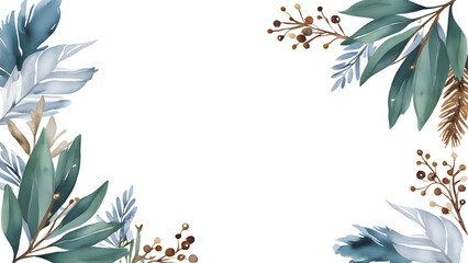 Abstract botanical frame with subtle leaves and flower details, giving the invitation a natural, organic feel PNG.