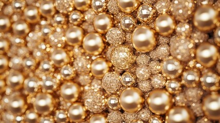 Golden Shiny Baubles Texture Background   Celebration  Festive  Party Decor