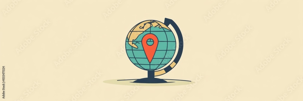 Aufkleber the design showcases a simple globe with a prominent location pin, illustrating travel inspiration a