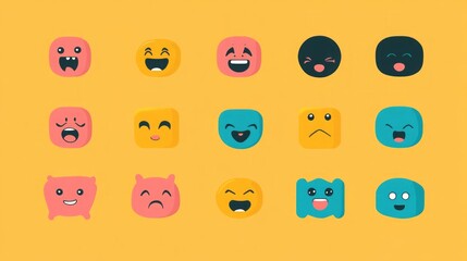 Cute Emoji Icons: Happy, Sad, and Funny Faces