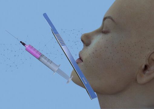 Plastic surgery, conceptual illustration