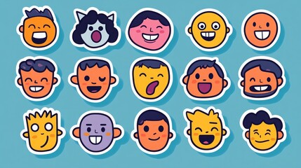 Cute Cartoon Faces: A Collection of Smiling Stickers