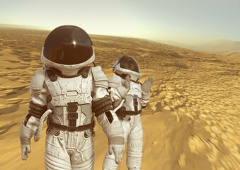 Mars astronauts, illustration