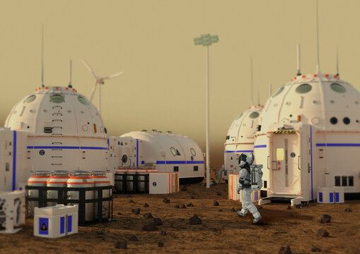 Research base on Mars, illustration