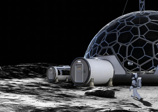 Research base on Moon, illustration