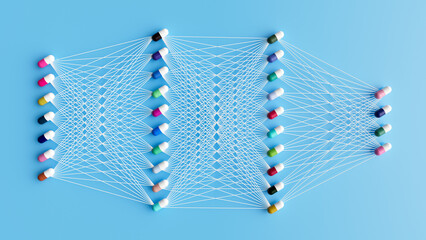 AI assisted drug screening, conceptual illustration