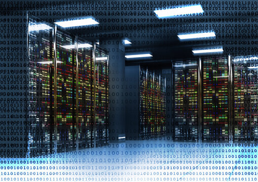 Computer servers, conceptual illustration