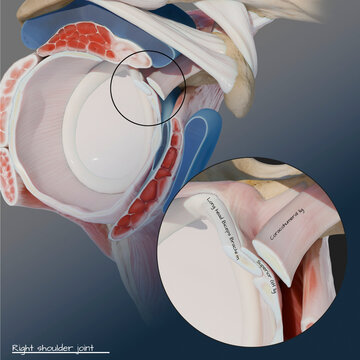 Glenohumeral ligaments and long head of biceps, illustration