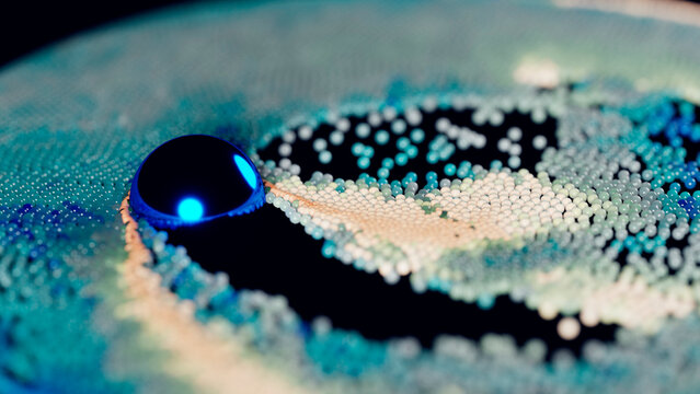 Wave effect in particles physics, conceptual illustration