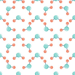 Seamless Pattern With Matter Molecule, Infinite Texture For Chemistry, Research, Analysis, Design
