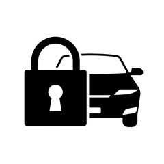 Lock car Sign Symbol. Vector Illustration. 